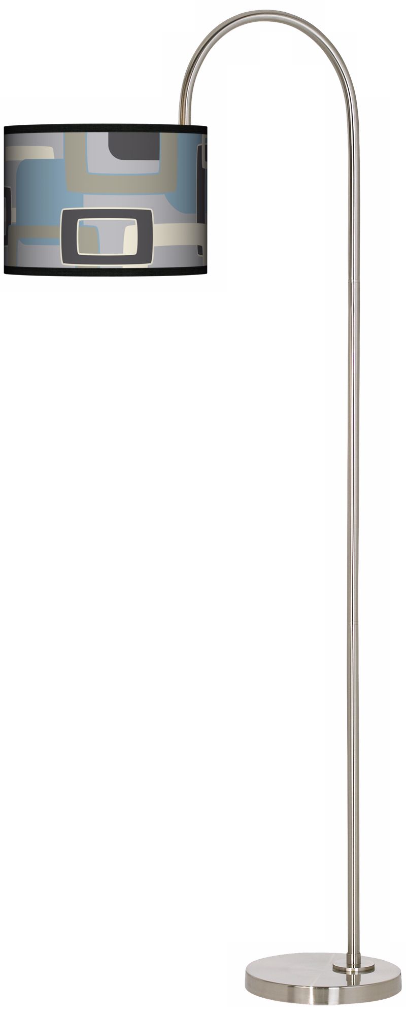 Retro Lithic Rectangles Arc Tempo Giclee Floor Lamp