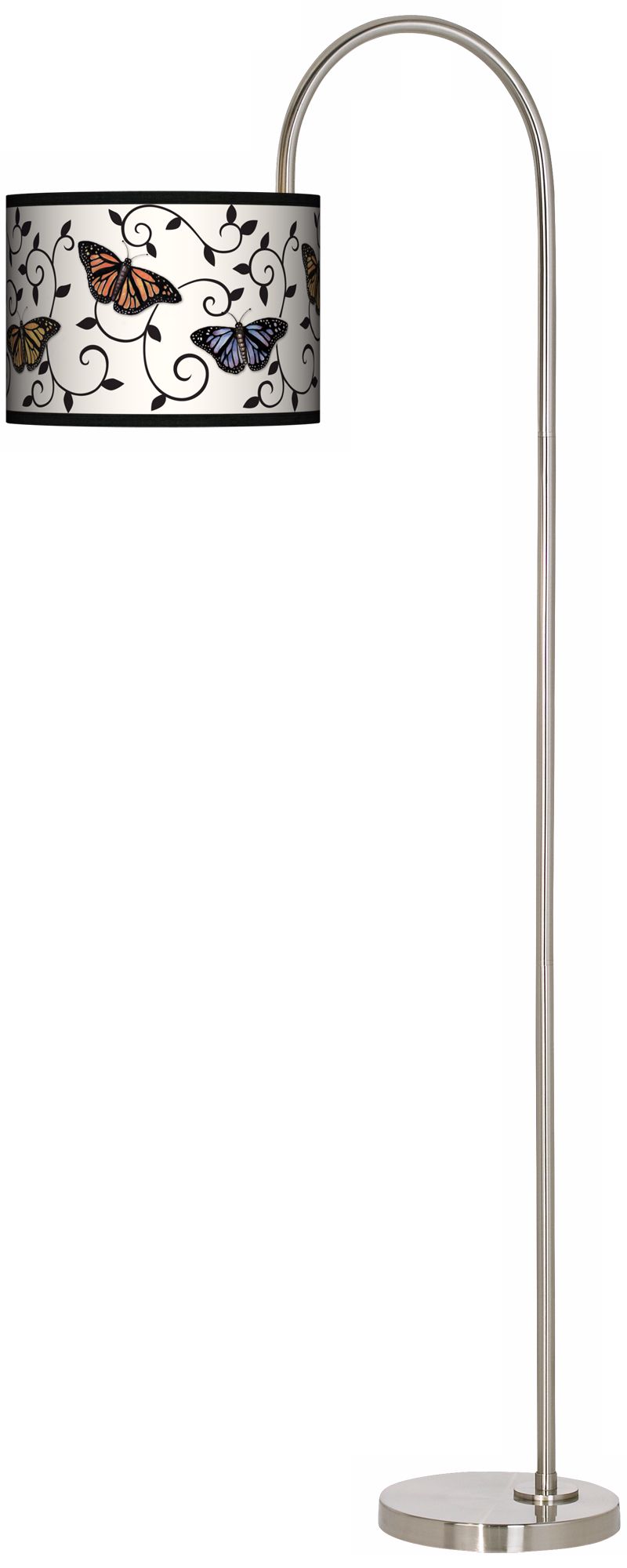 Butterfly Scroll Arc Tempo Giclee Floor Lamp