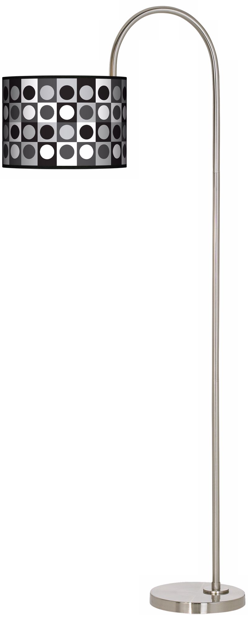 Black and Gray Dotted Squares Arc Tempo Giclee Floor Lamp