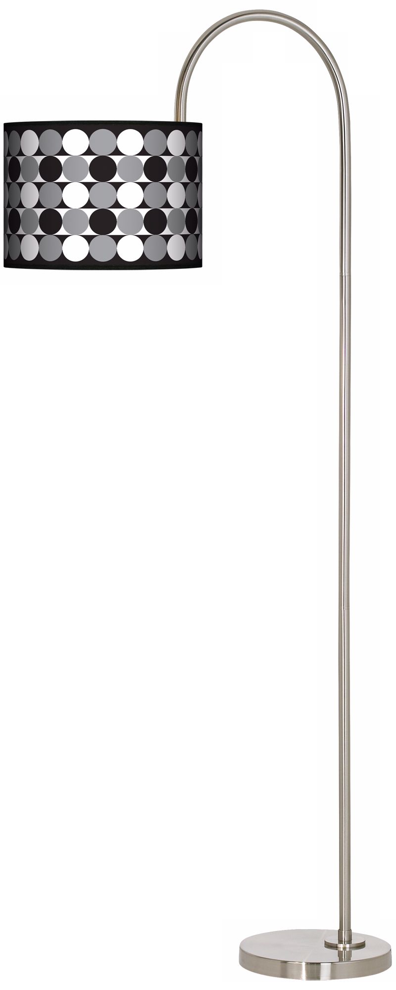 Black Gray Circles Arc Tempo Giclee Floor Lamp