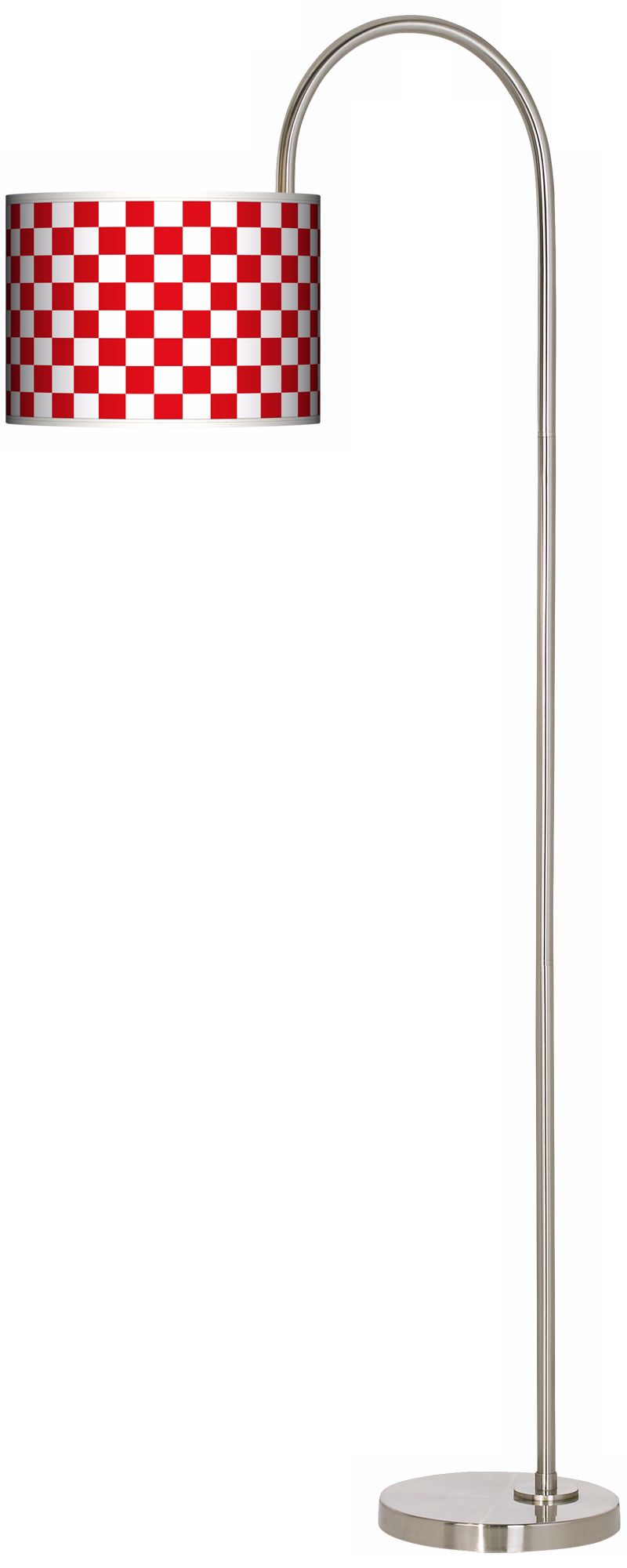 Checkered Red Arc Tempo Giclee Floor Lamp