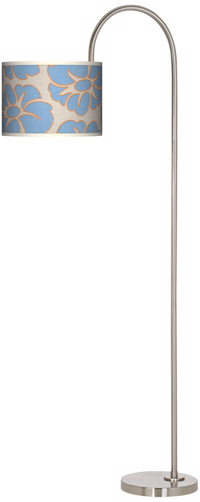Floral Blue Silhouette Arc Tempo Giclee Floor Lamp