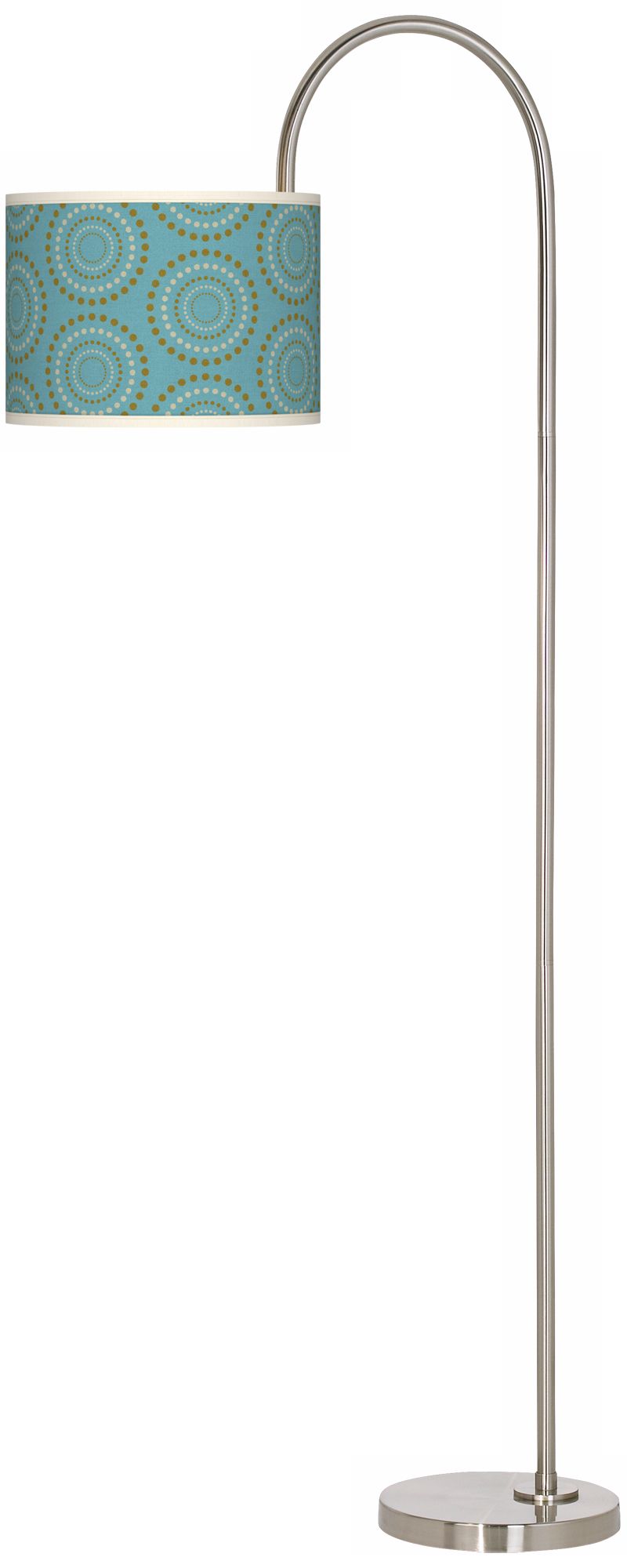 Blue Calliope Linen Arc Tempo Giclee Floor Lamp
