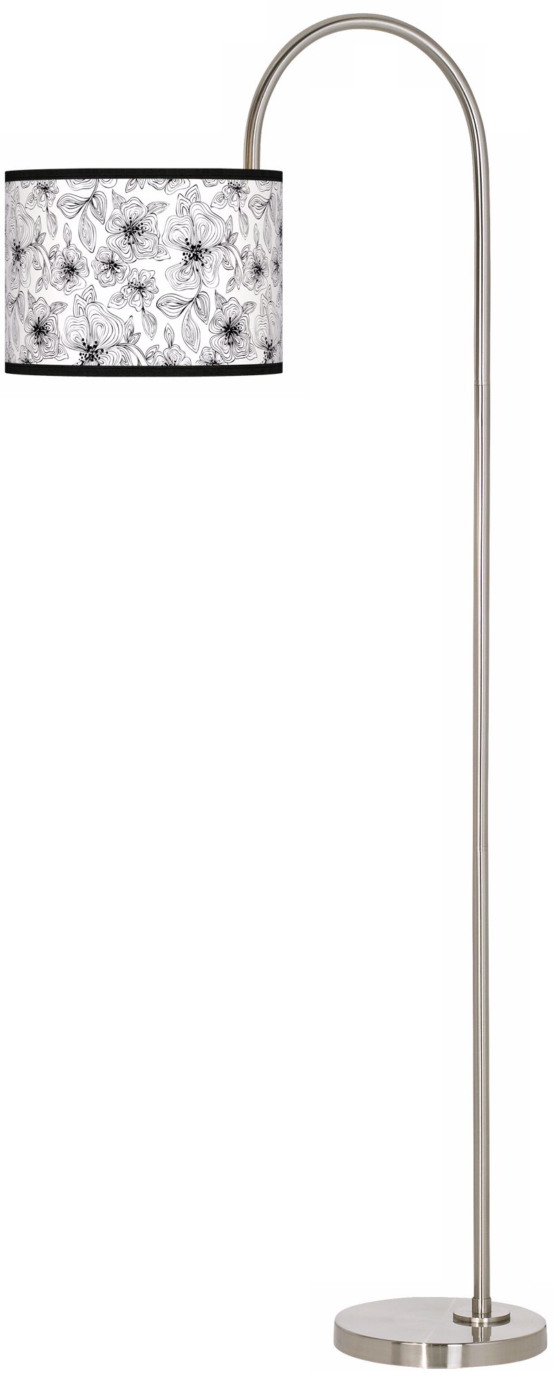 Stacy Garcia Linear Floral Giclee Brushed Steel Floor Lamp
