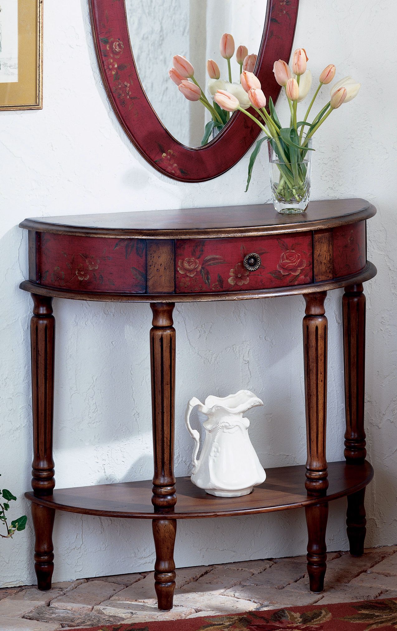 Artists Originals Collection Mahogany Demilune Console Table