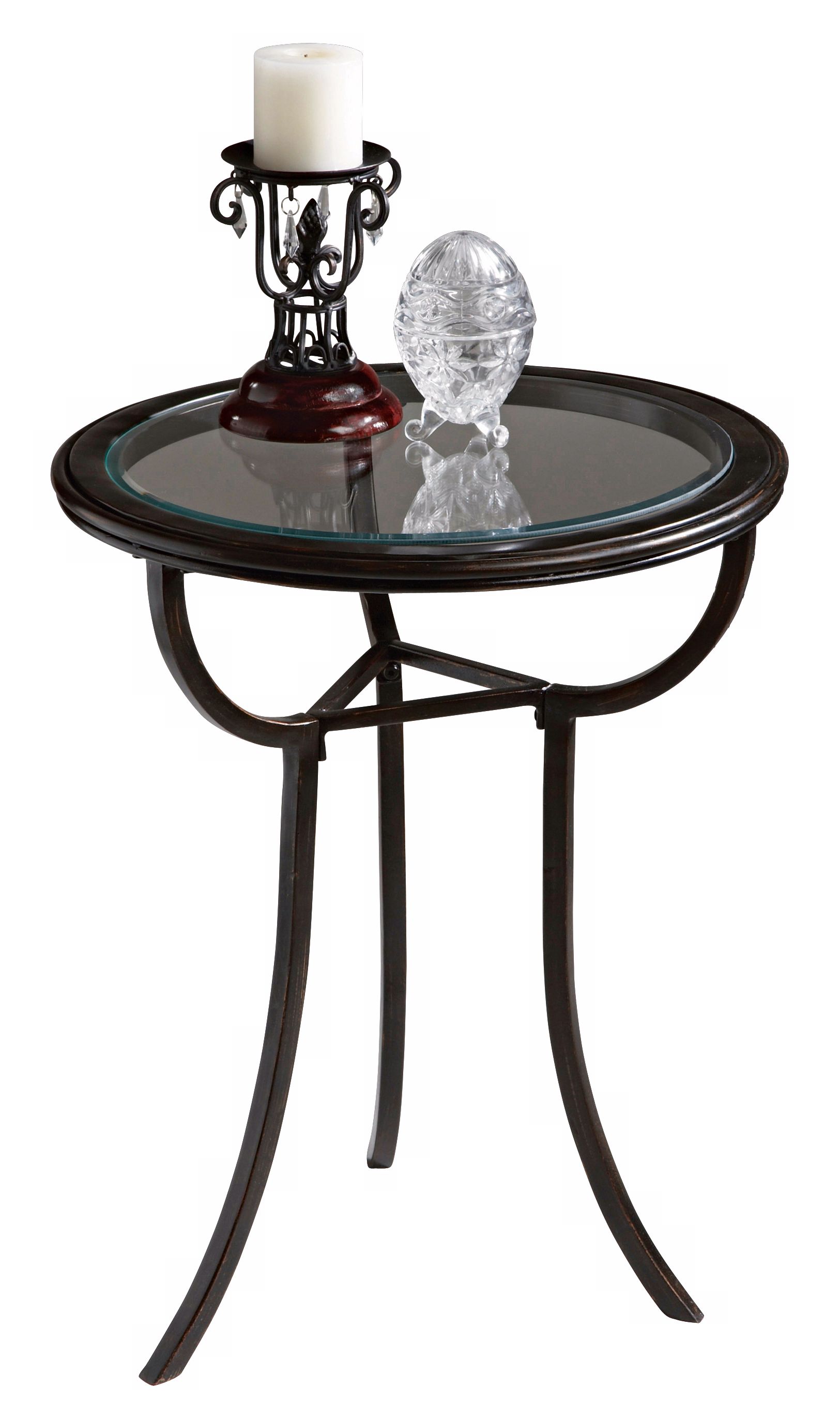 Loft Collection Beveled Glass Top Accent Table