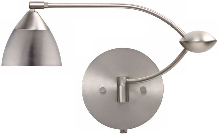 Nickel Metal Glass 18 1/2" Plug-In Swing Arm Wall Light