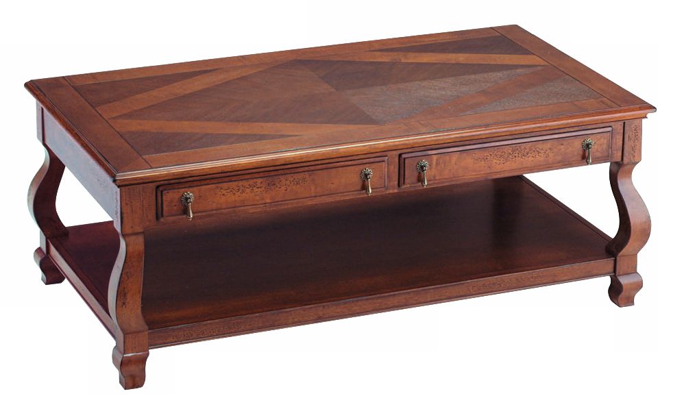 Distressed Pecan Bow Leg Coffee Table