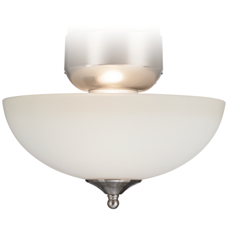 White Glass Brushed Nickel CFL Ceiling Fan Light Kit   #M4829