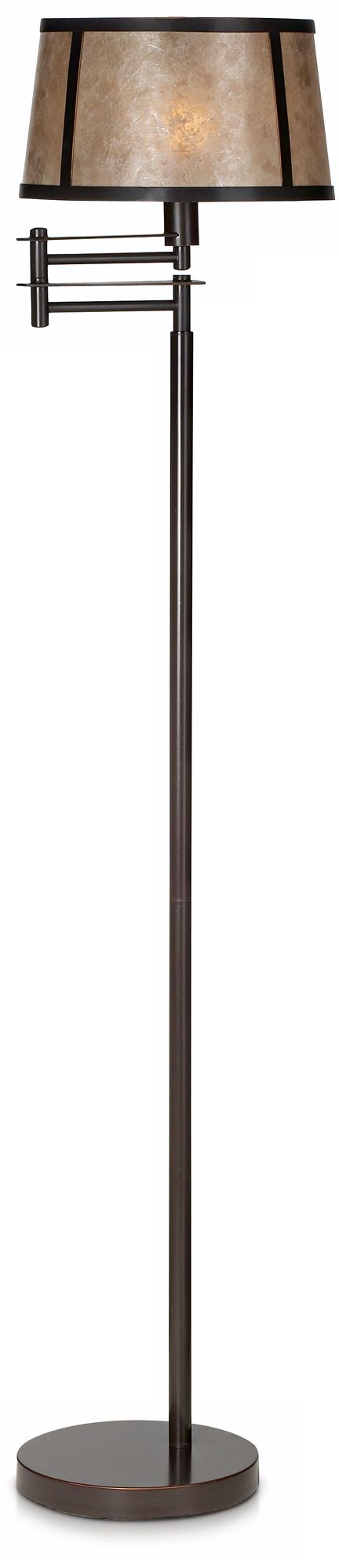 Bronze with Mica Shade Swing Arm Floor Lamp
