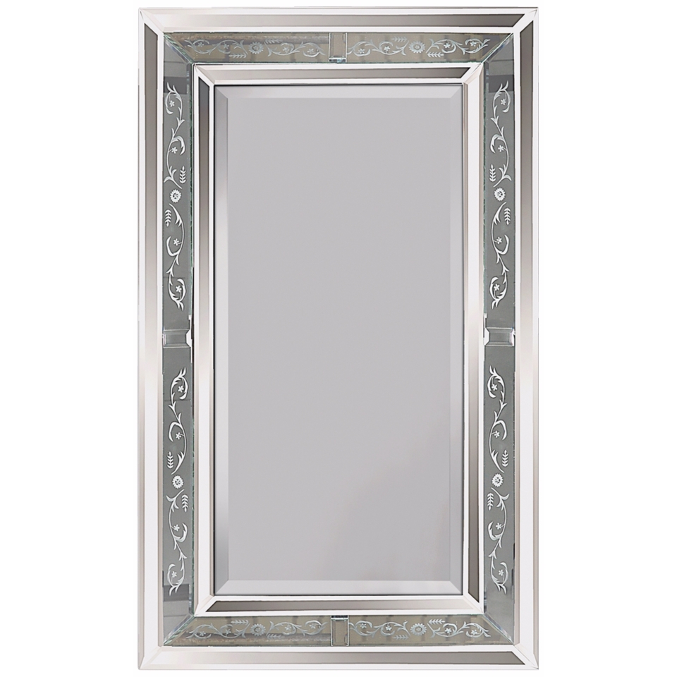 Venetian Antiqued Glass Frame 36" High Wall Mirror   #M4996