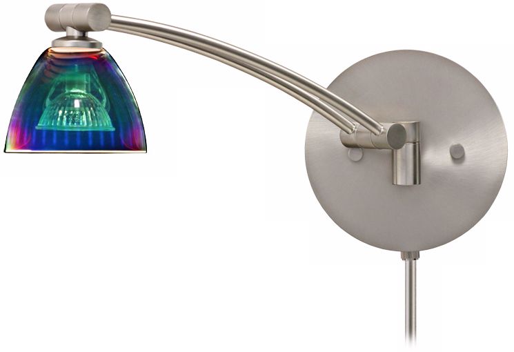 Divi Nickel Dicro Glass 12 1/2" Plug-In Swing Arm Wall Light