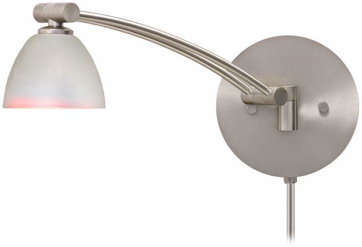 Divi Nickel Pearl Glass 12 1/2" Plug-In Swing Arm Wall Light