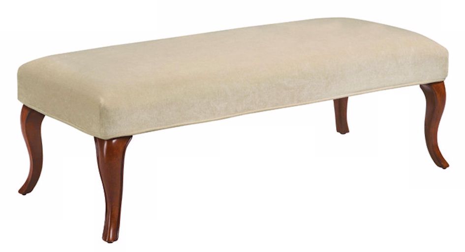 Buck Slipcovered Walnut Cabriole Leg Upholstered Bench