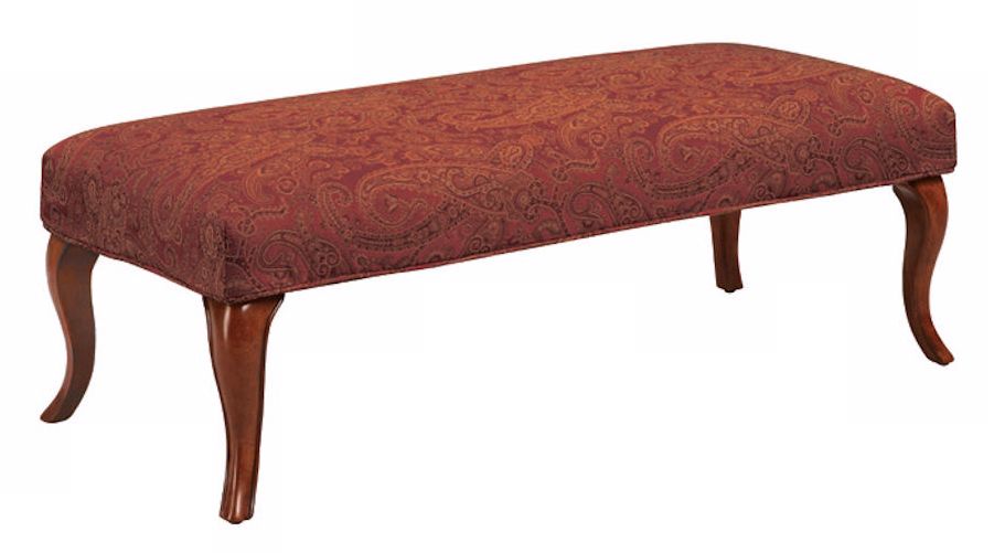 Cinnabar Slipcovered Walnut Cabriole Leg Upholstered Bench