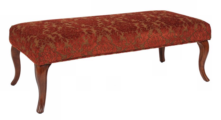Tawny Slipcovered Walnut Cabriole Leg Upholstered Bench
