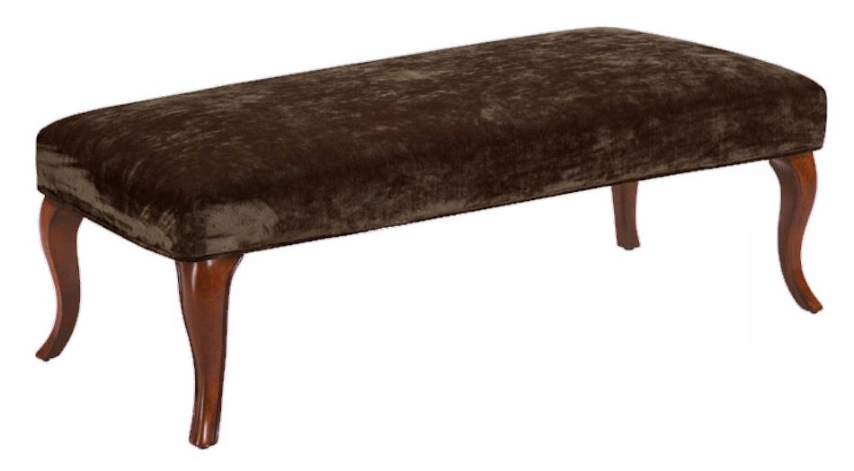 Truffle Slipcovered Walnut Cabriole Leg Upholstered Bench