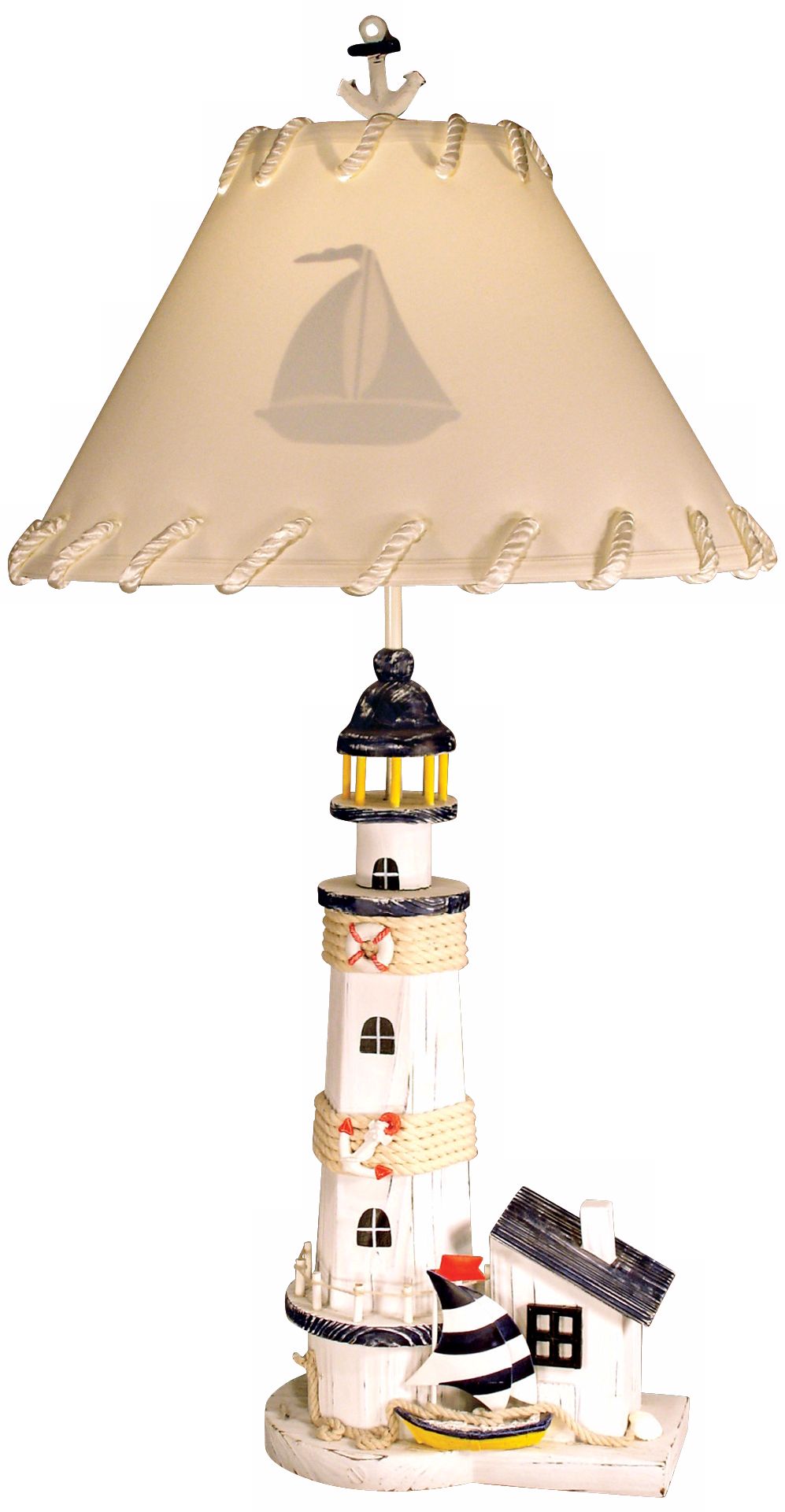 Lighthouse with Sailboat Table Lamp