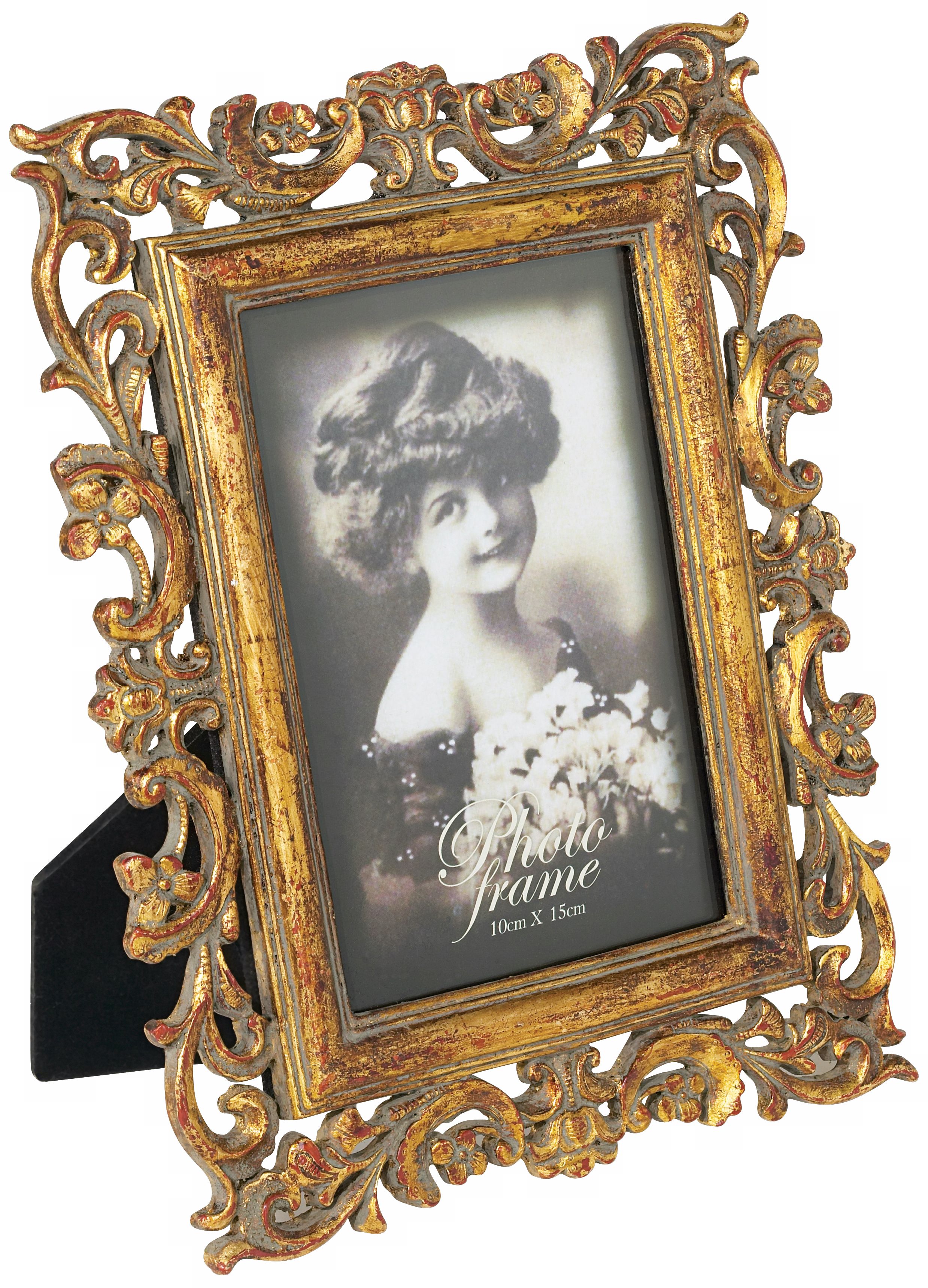 Eloise Gold and Red Rubbed Finish 4x6 Rectangular Frame