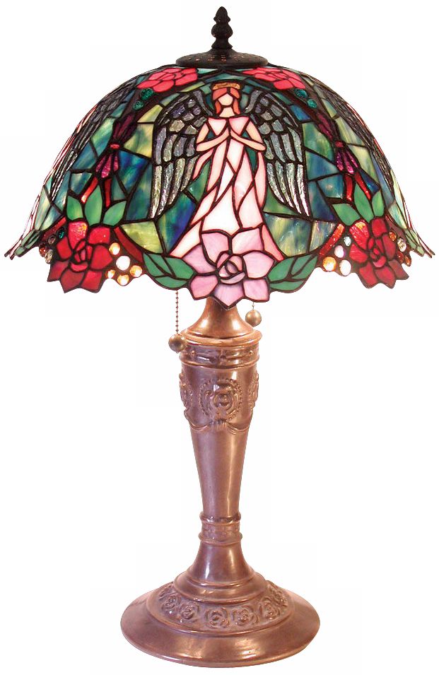 Angel Design Tiffany Style Accent Table Lamp