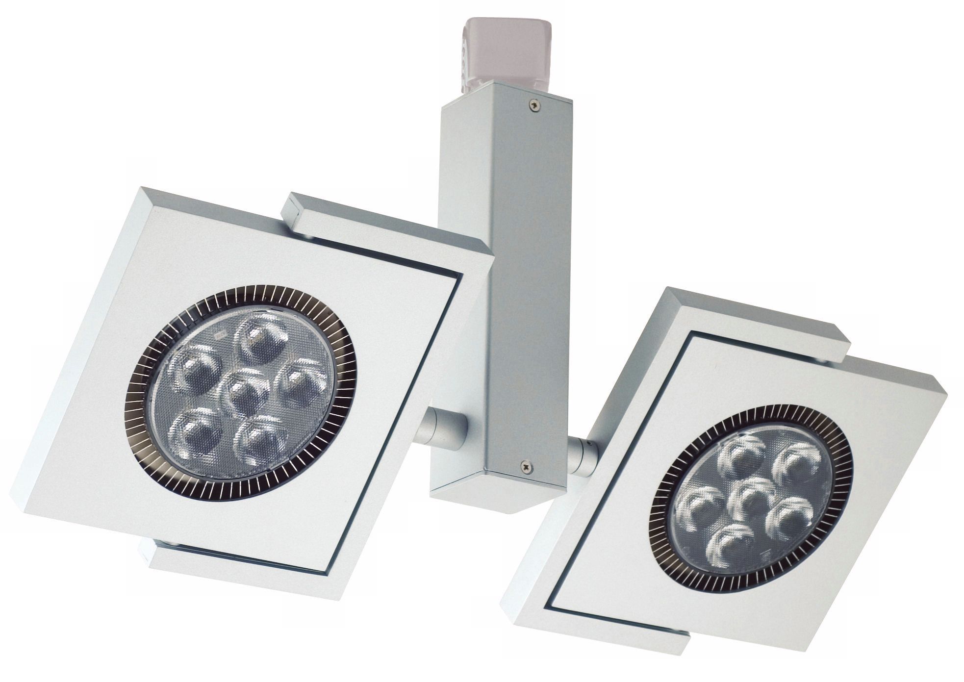 Silver LED Square Two Spot Juno Compatible Track Head