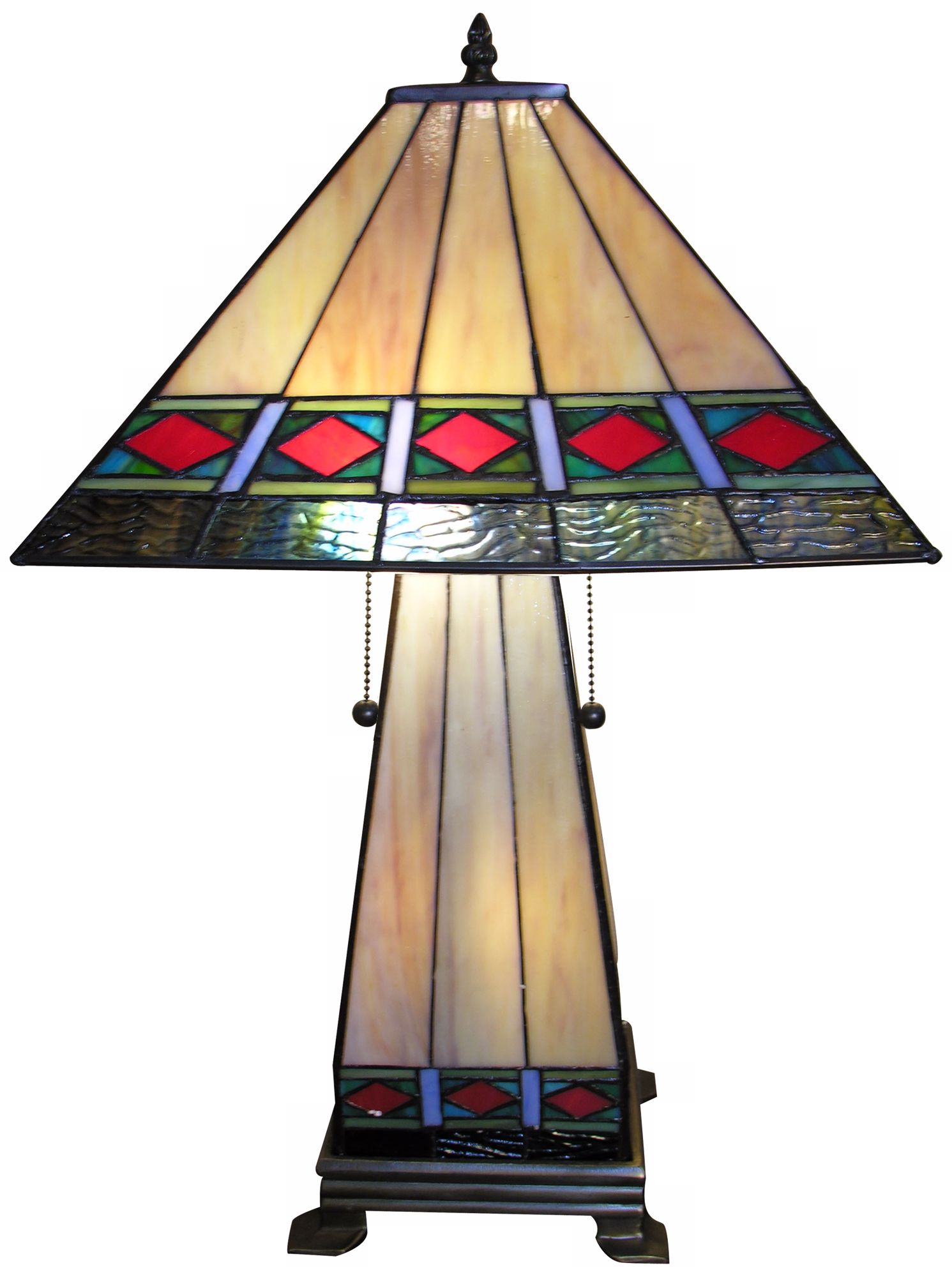 Mission Lighted Base Tiffany Style Table Lamp