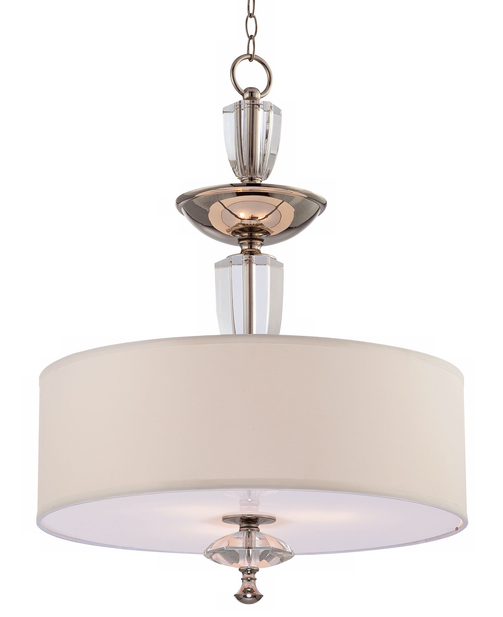 Crystal Glass Column with White Shade Chandelier