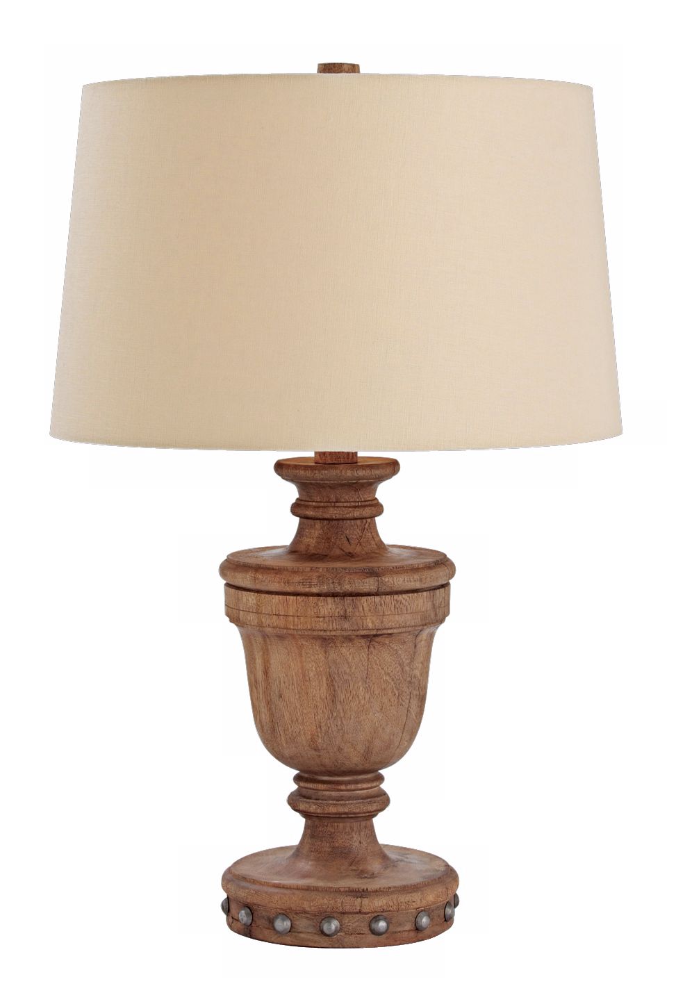 Ethan Natural Wood and Iron Stud Table Lamp