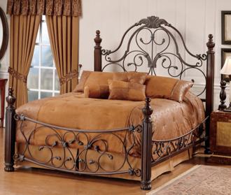 Bonaire Wood and Brushed Bronze Finish Bed King M6277