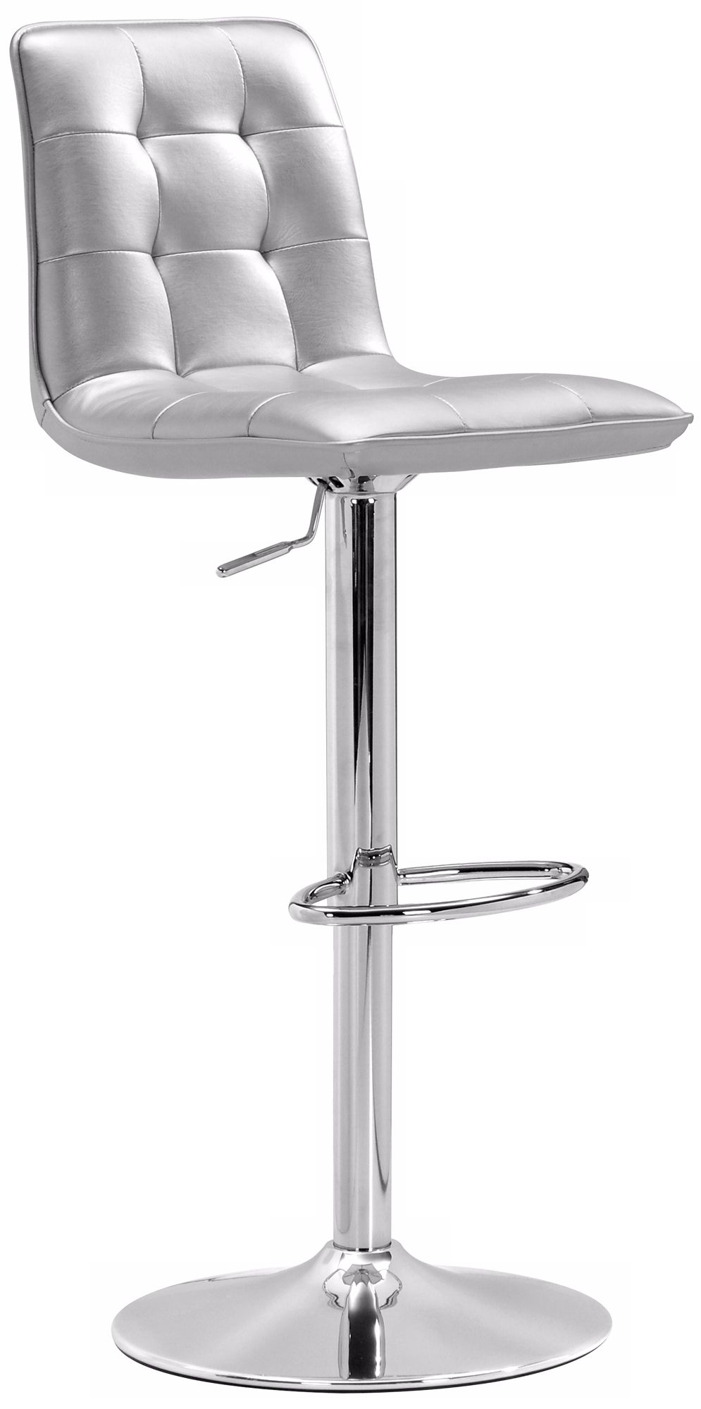 Zuo Oxygen Silver Adjustable Height Bar or Counter Stool