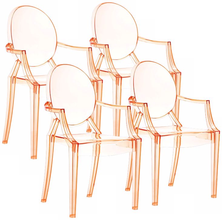 Set of 4 Zuo Anime Transparent Orange Dining Chairs