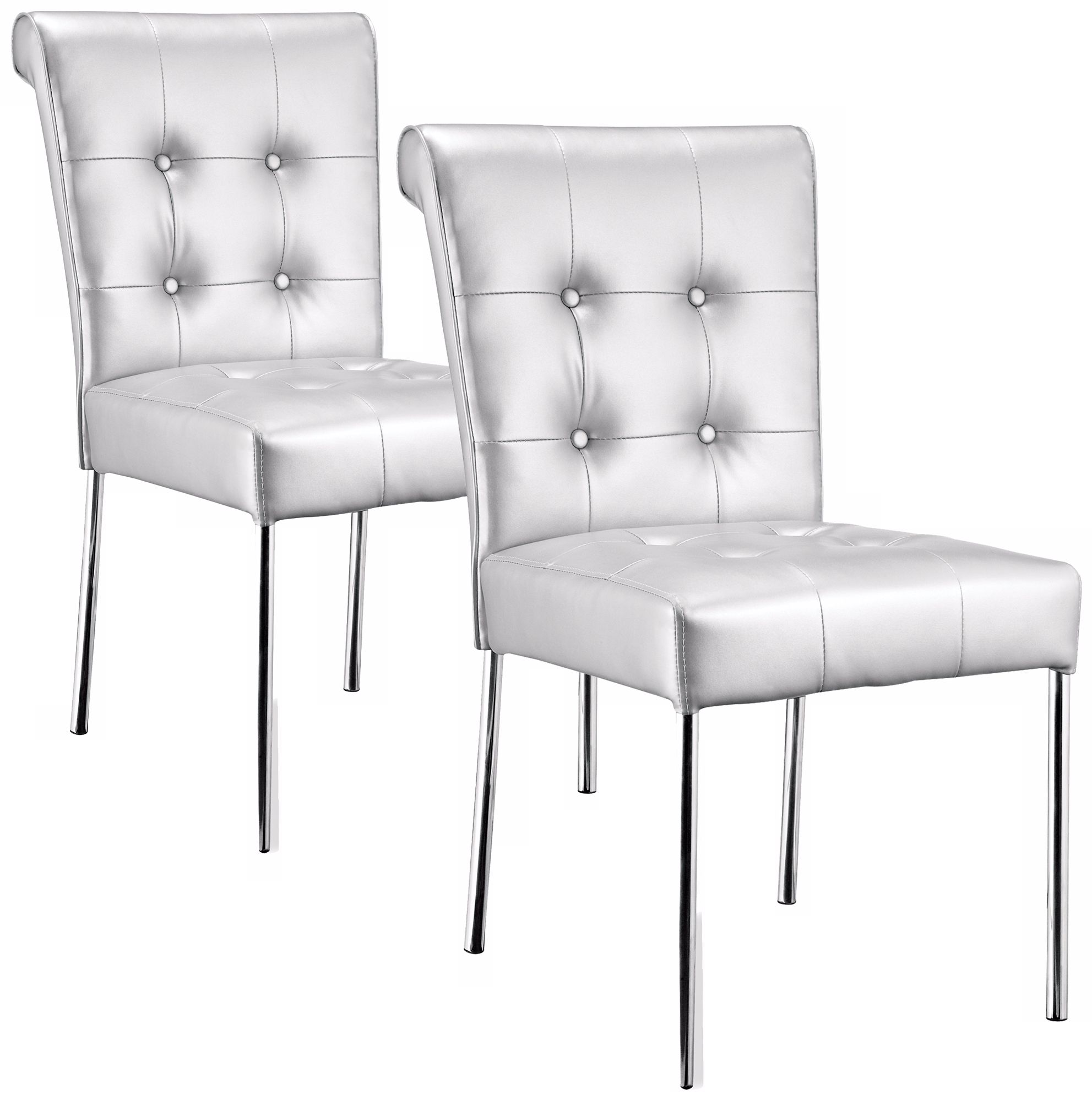 Set of Two Zuo Fox Trot Silver Dining Chair M7341