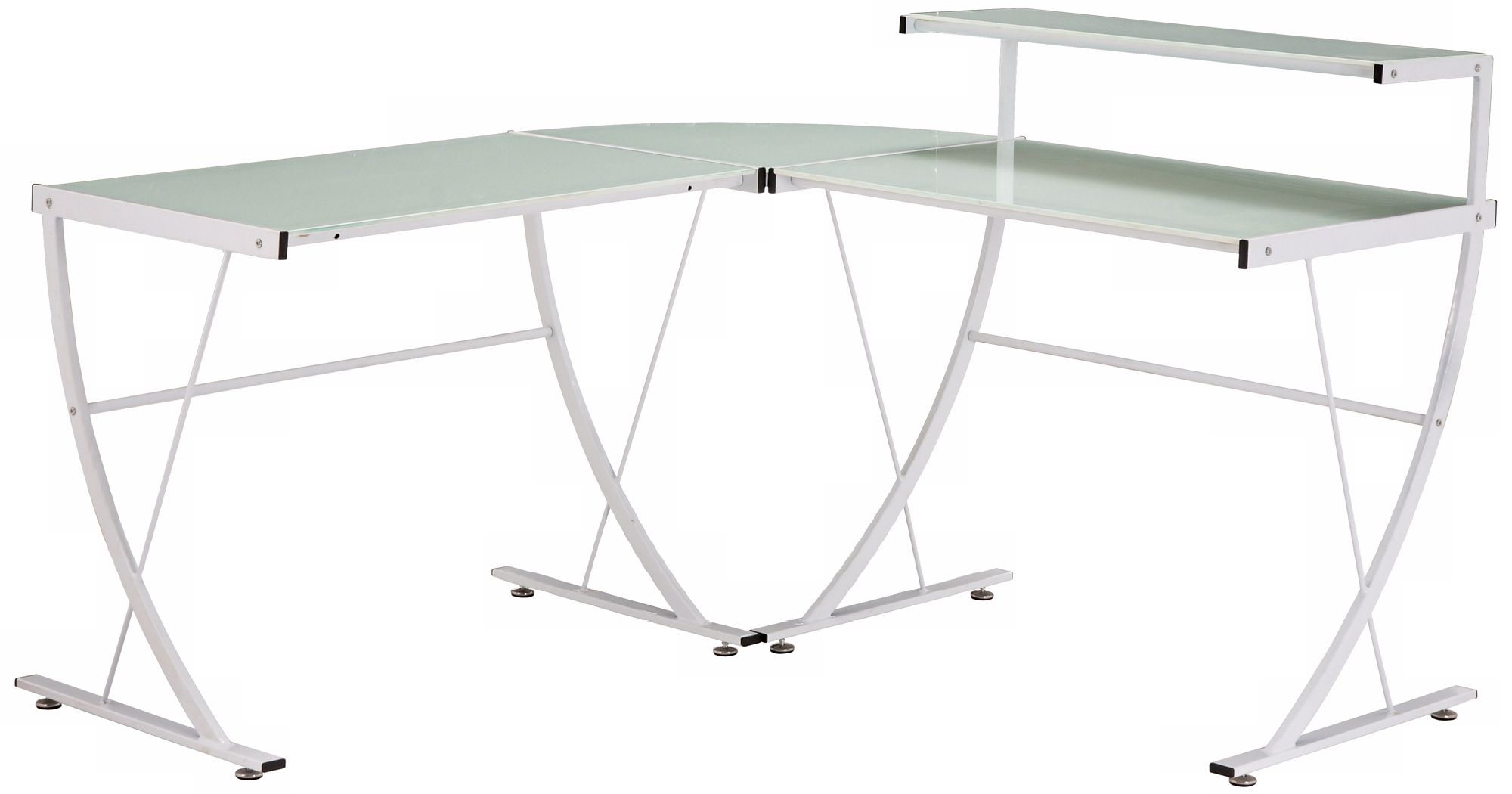 Zuo White Frosted Glass Steel Fighter Desk