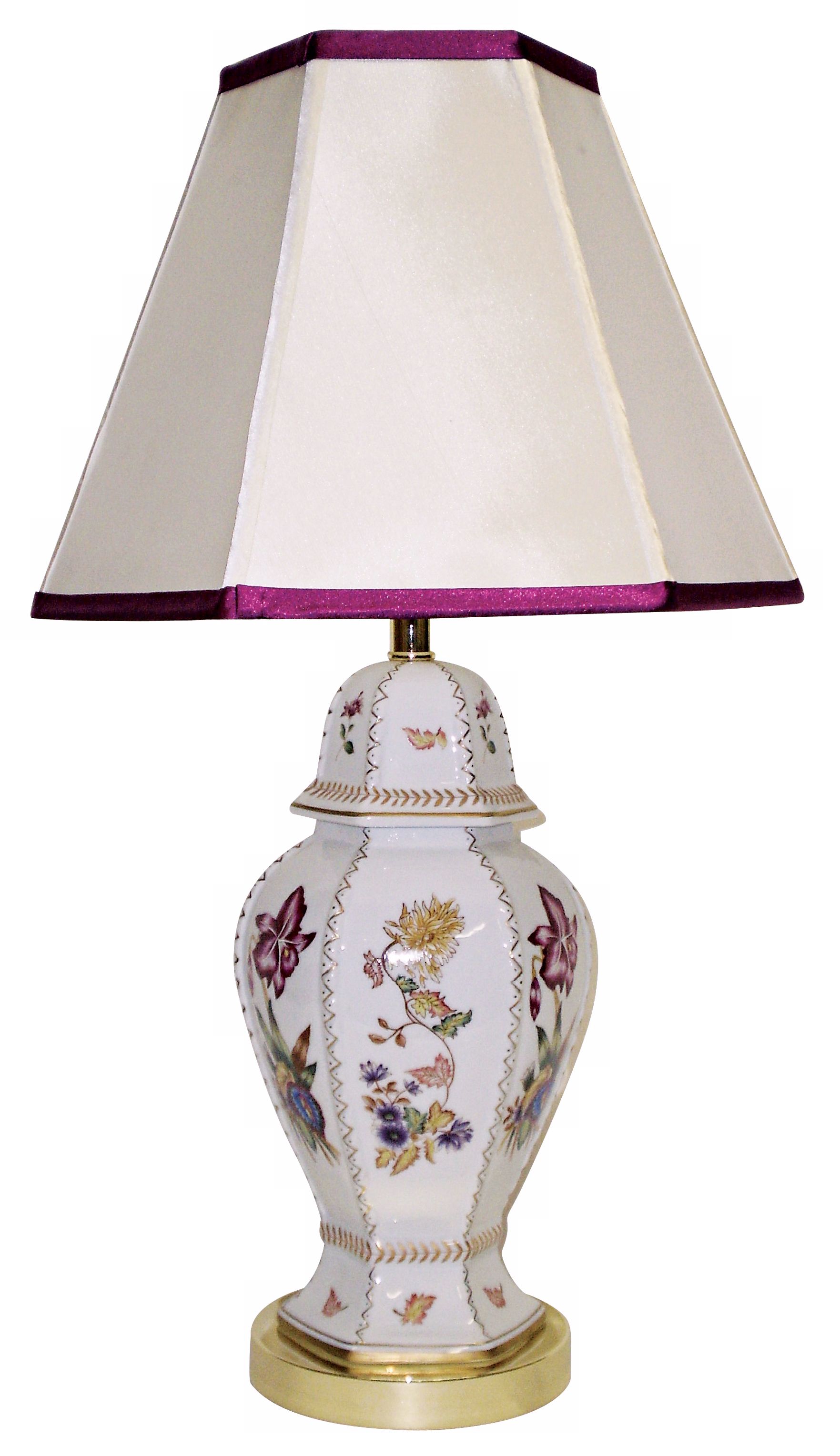 Ivory Floral with Hexagon Shade Porcelain Table Lamp