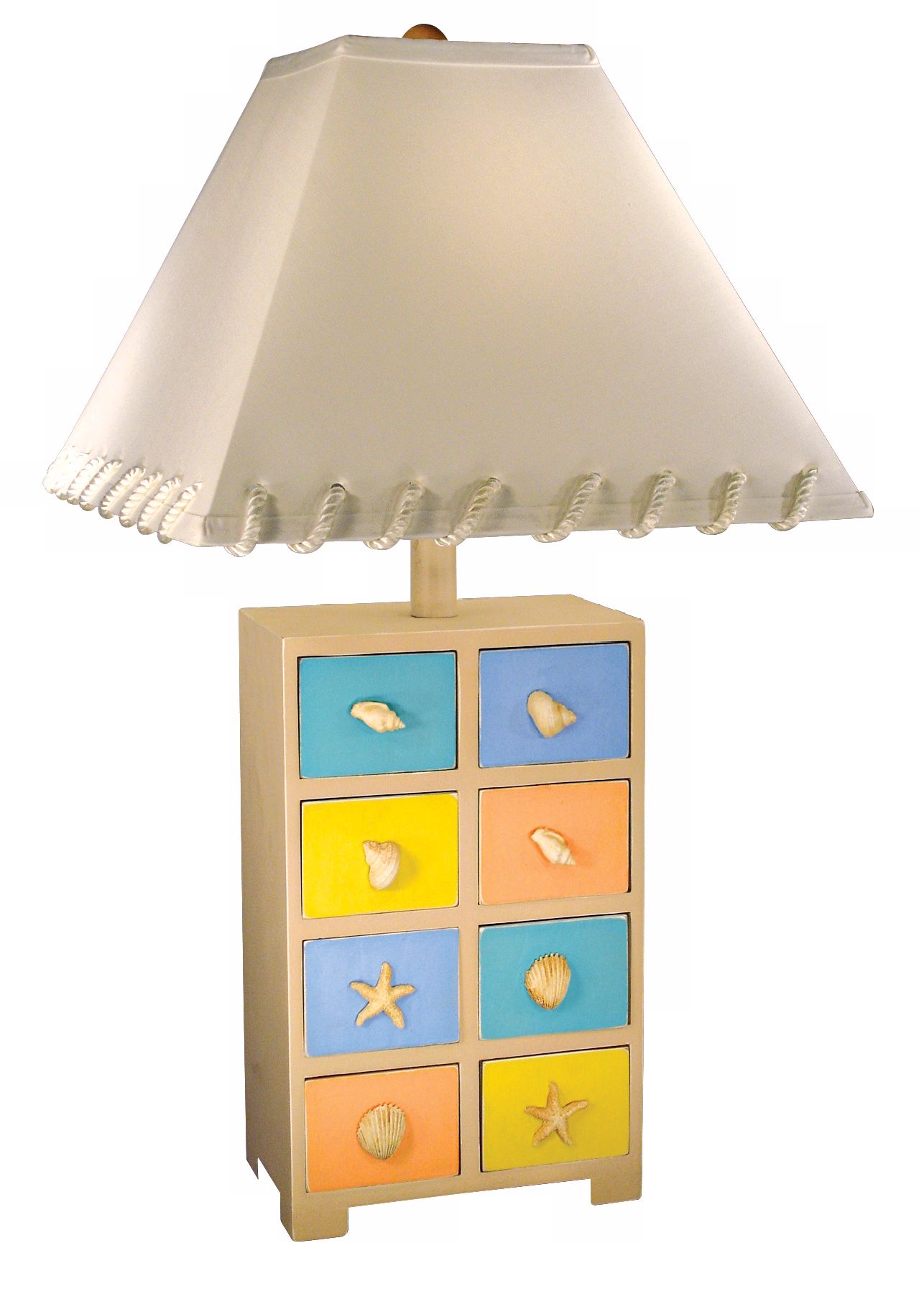 Shell Pull 8-Drawer Cabinet Beach Themed Table Lamp