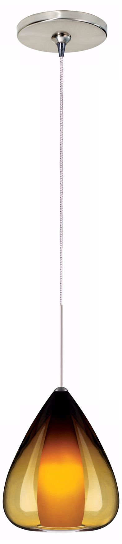 Soleil Amber Glass Satin Nickel Tech Lighting Mini Pendant