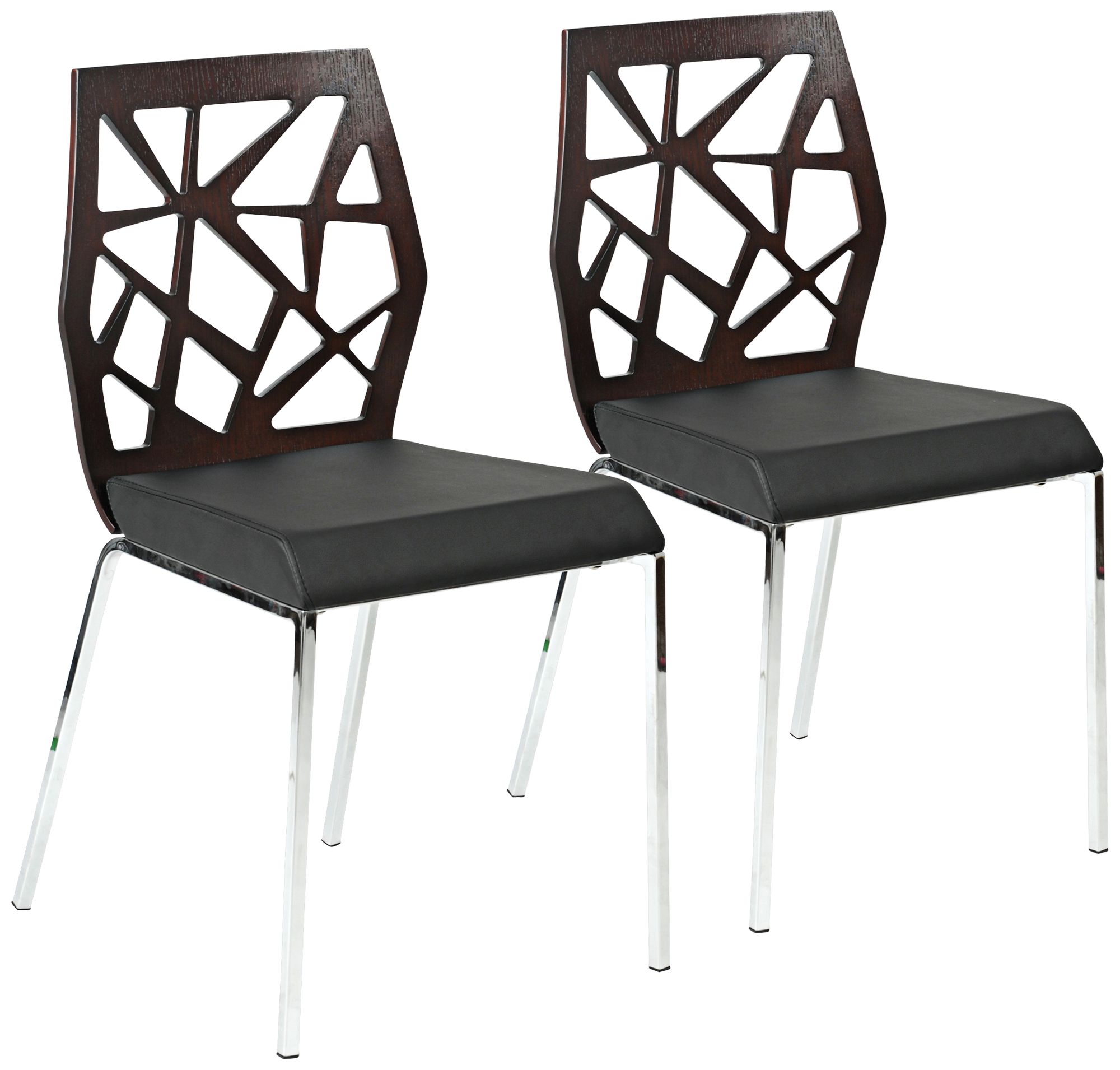 Sophia Set of 2 Wenge Black and Chrome Side Chairs