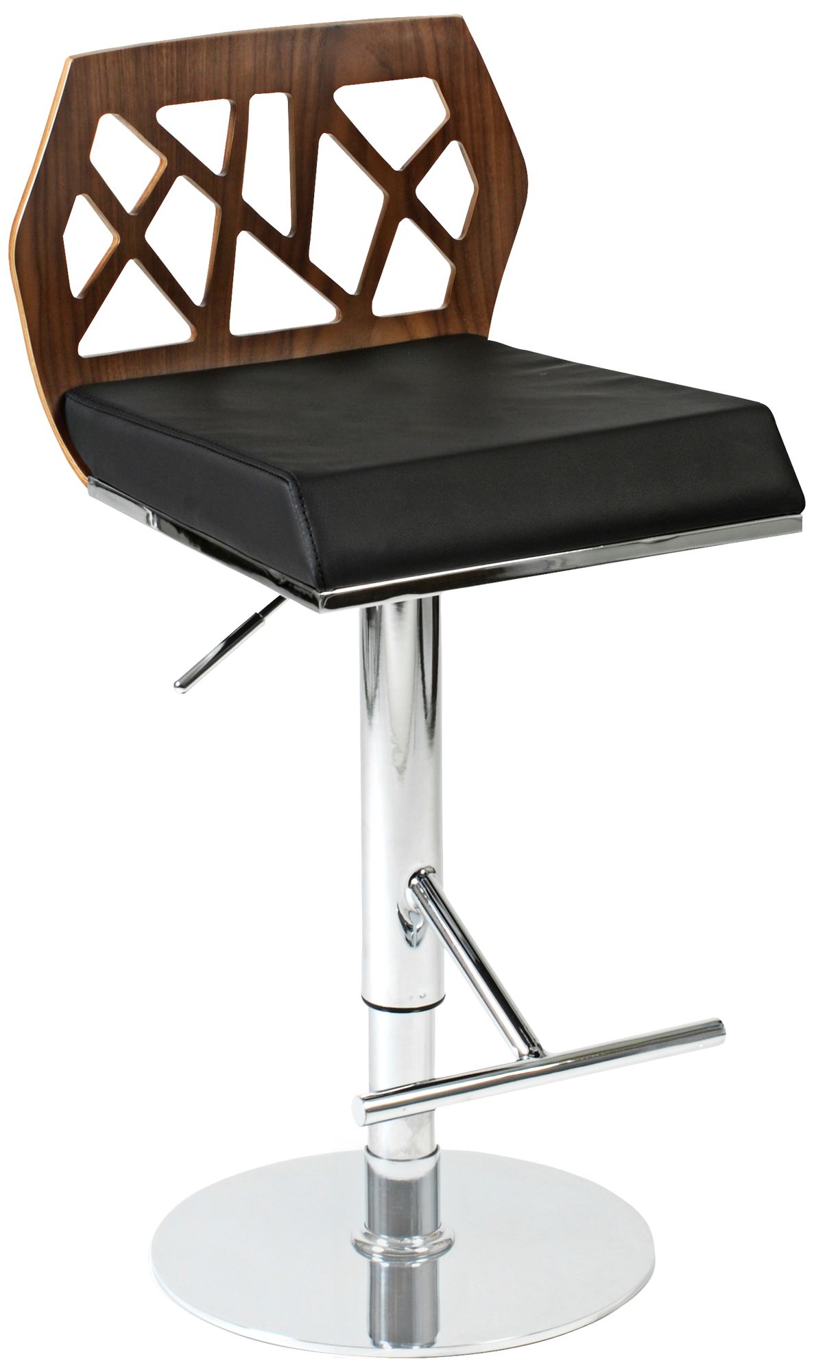Sophia Walnut Black and Chrome Bar or Counter Stool