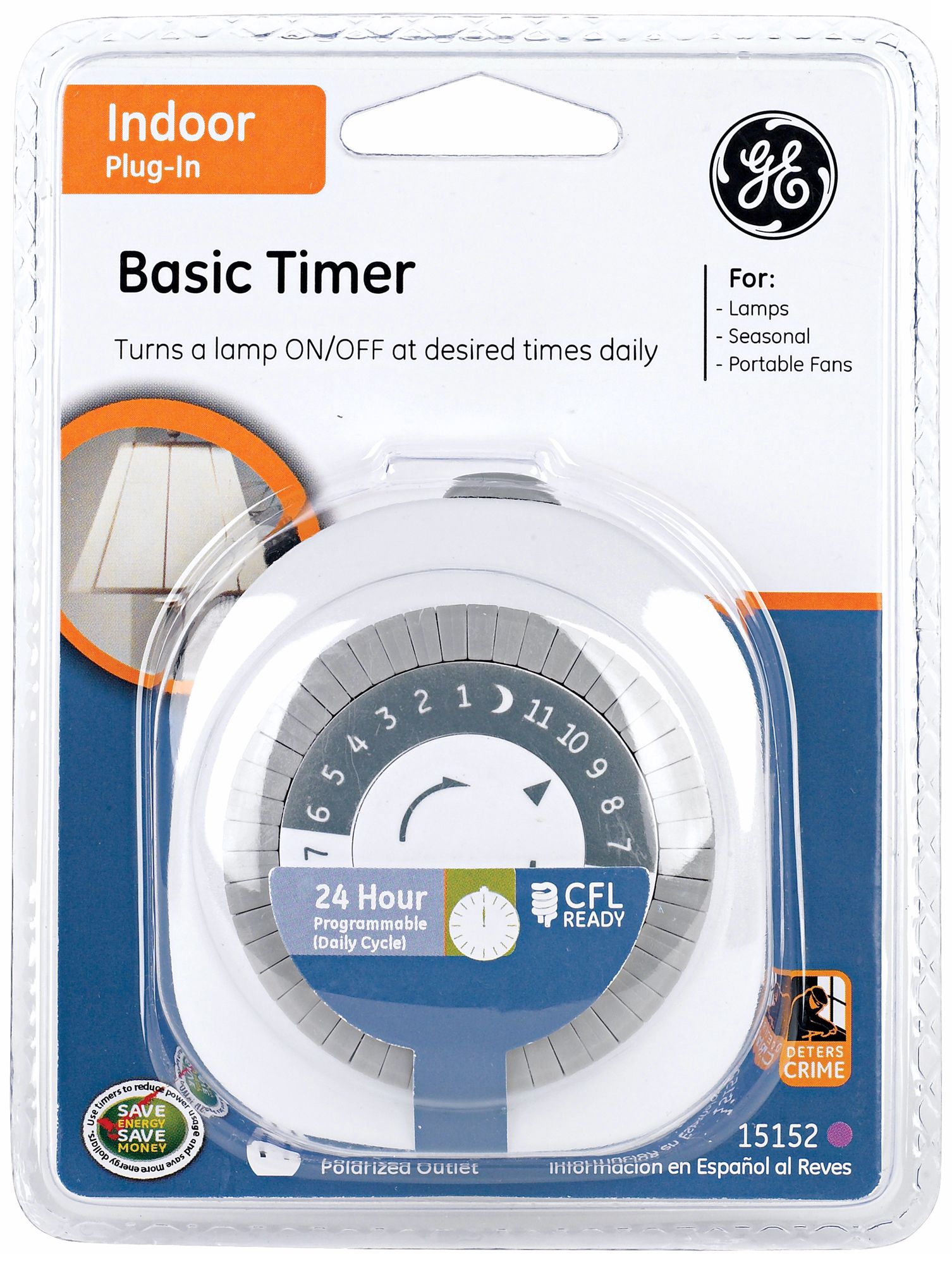 CFL Compatible Plug-in Mechanical 24 Hour Indoor Timer