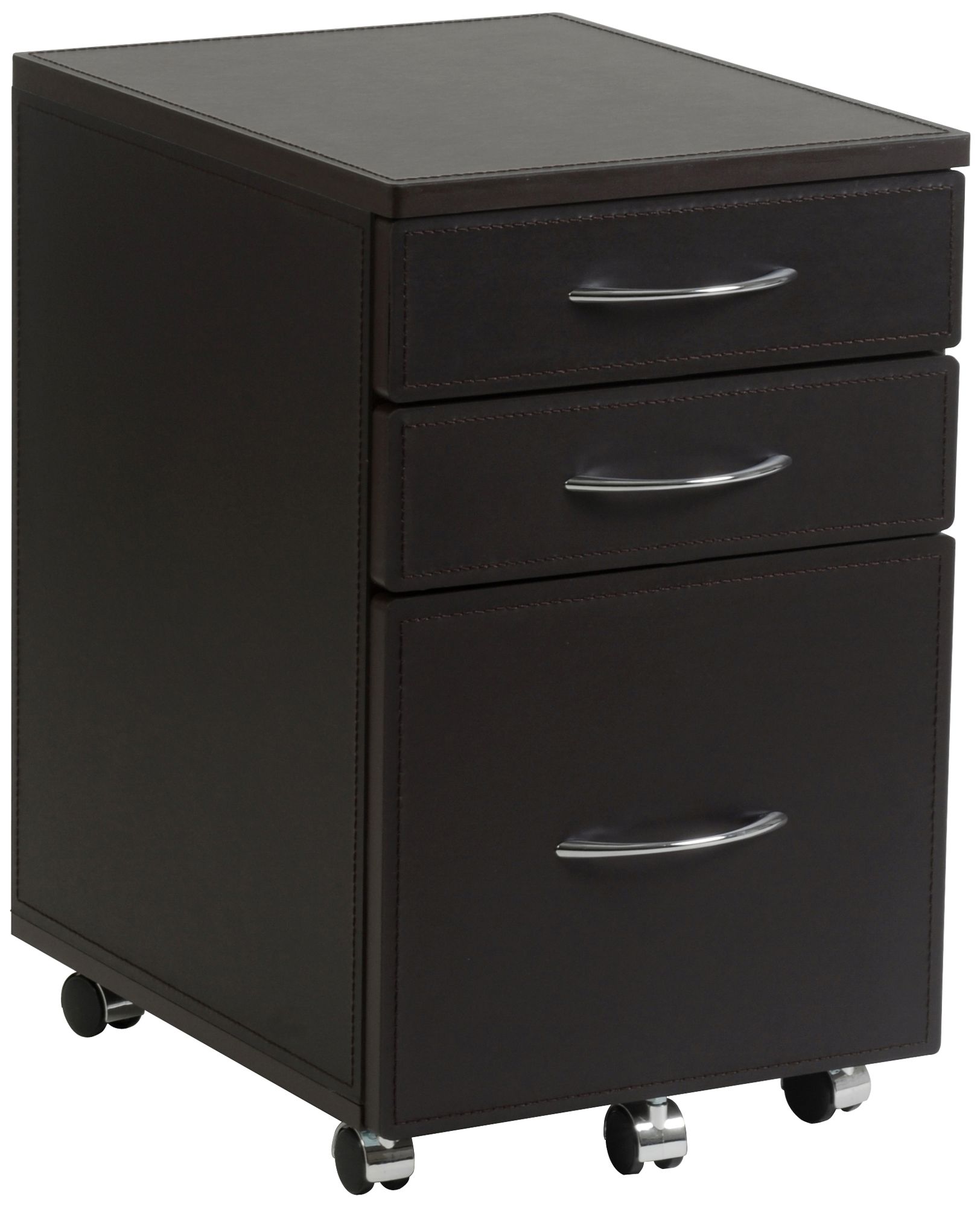 Laurence Brown Leather and Chrome High File Cabinet