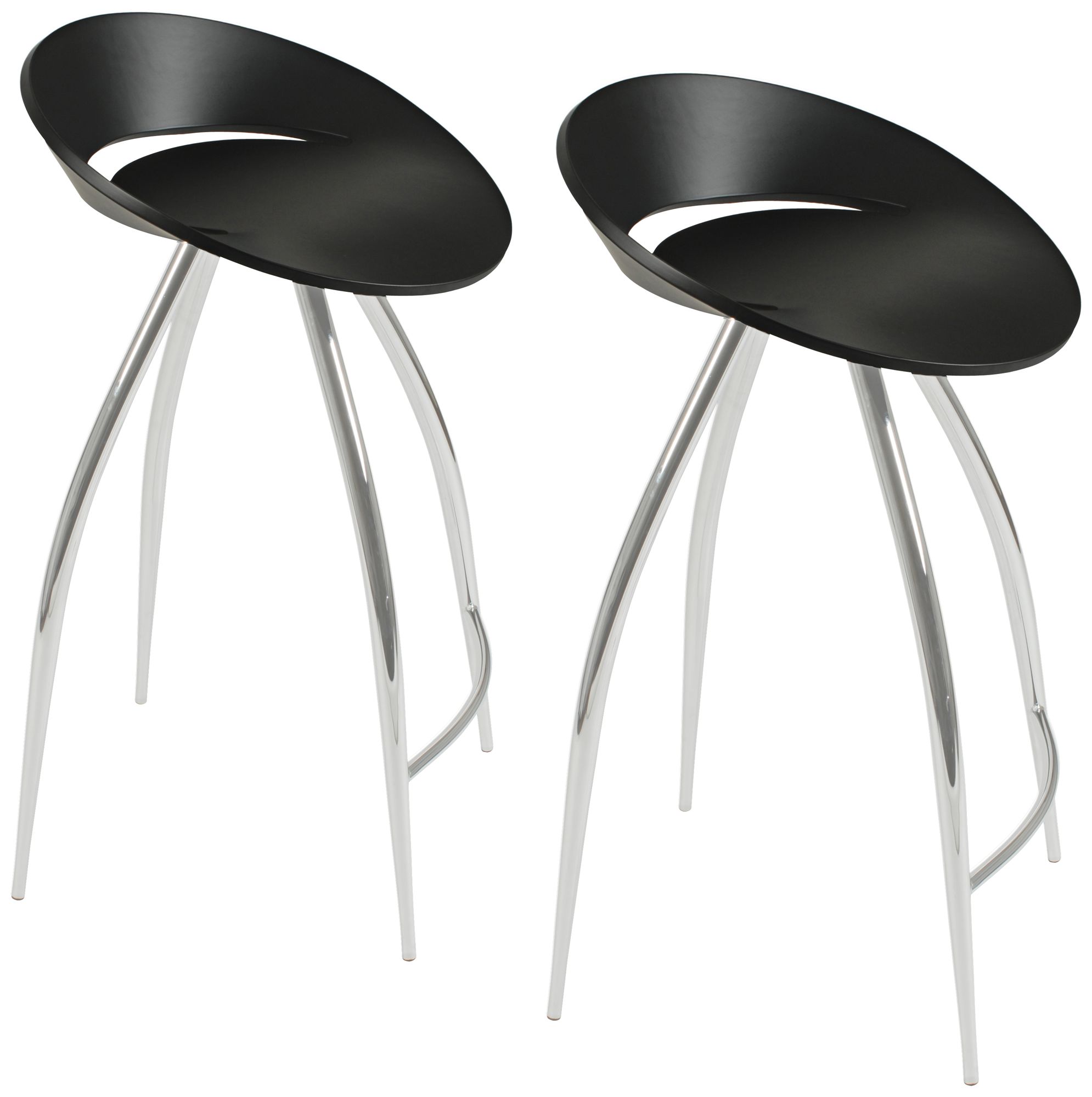 Rubin Set of 2 Black and Chrome Counter Stools