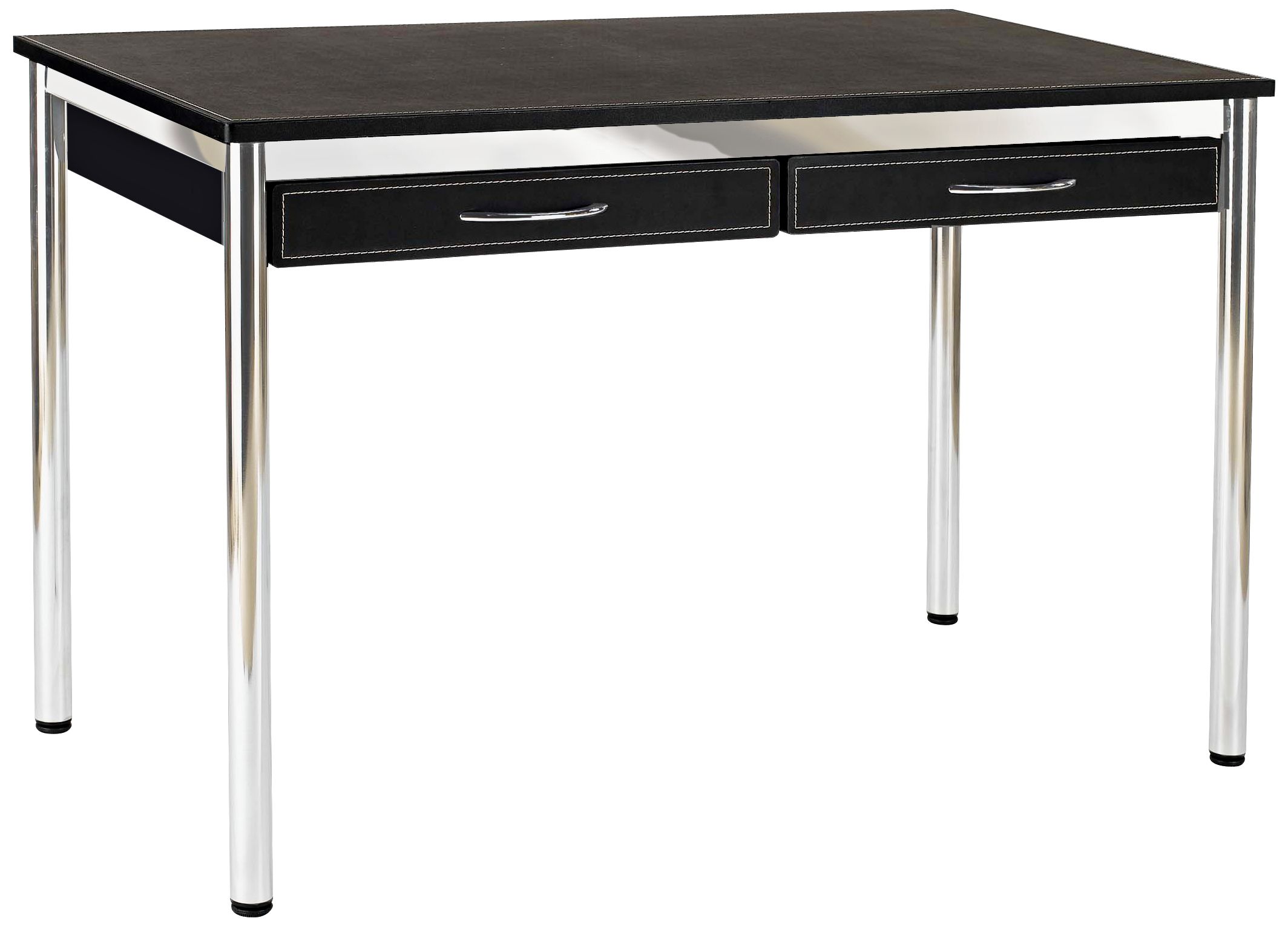 Laurence Black Leather and Chrome L-Desk