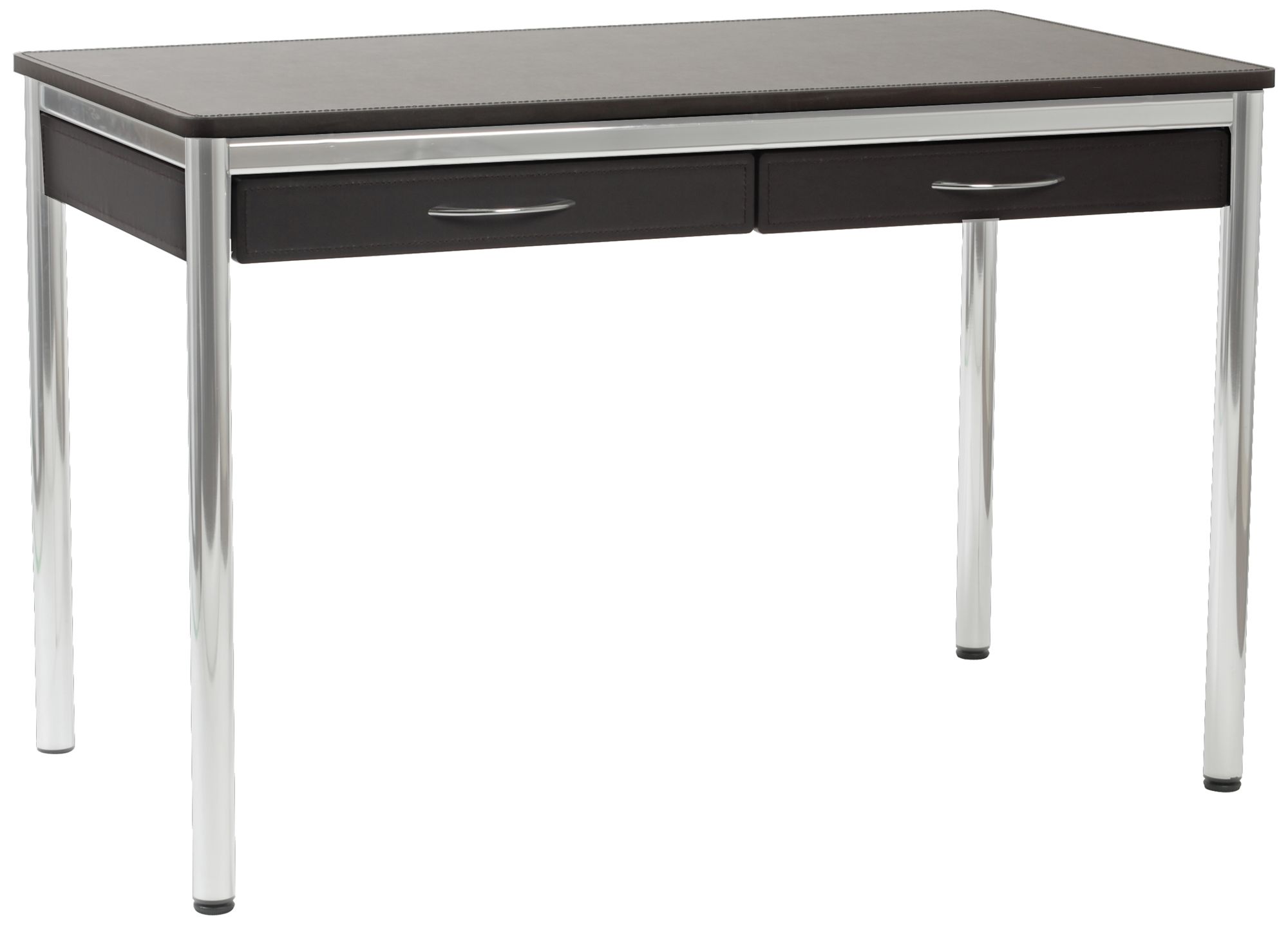 Laurence Brown Leather and Chrome L-Desk