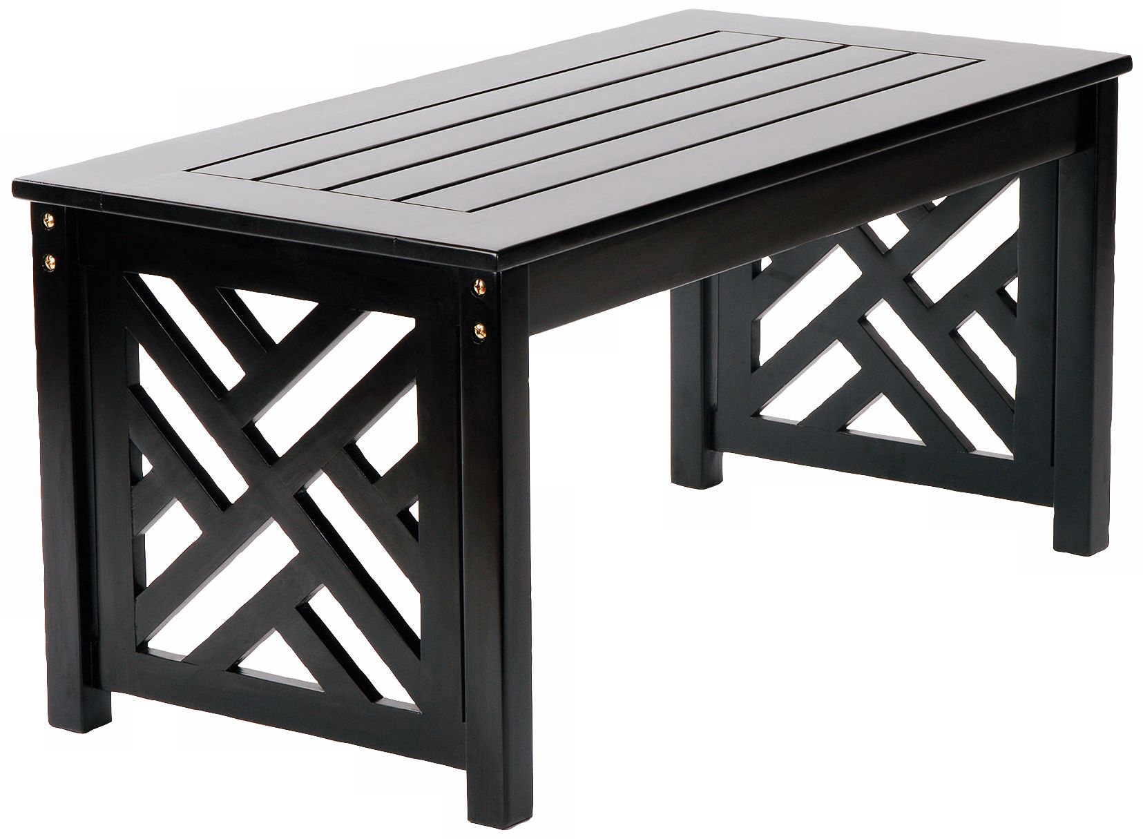 Eucalyptus Fretwork Black Outdoor Coffee Table