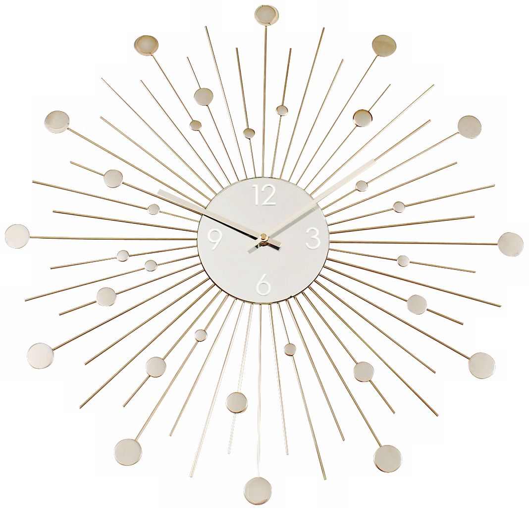 Star Burst Silvertone Discs and Mirror 24" Wide Wall Clock