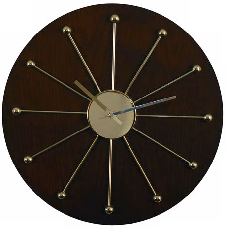 Walnut Wood with Star Burst 15 3/4" Wide Wall Clock