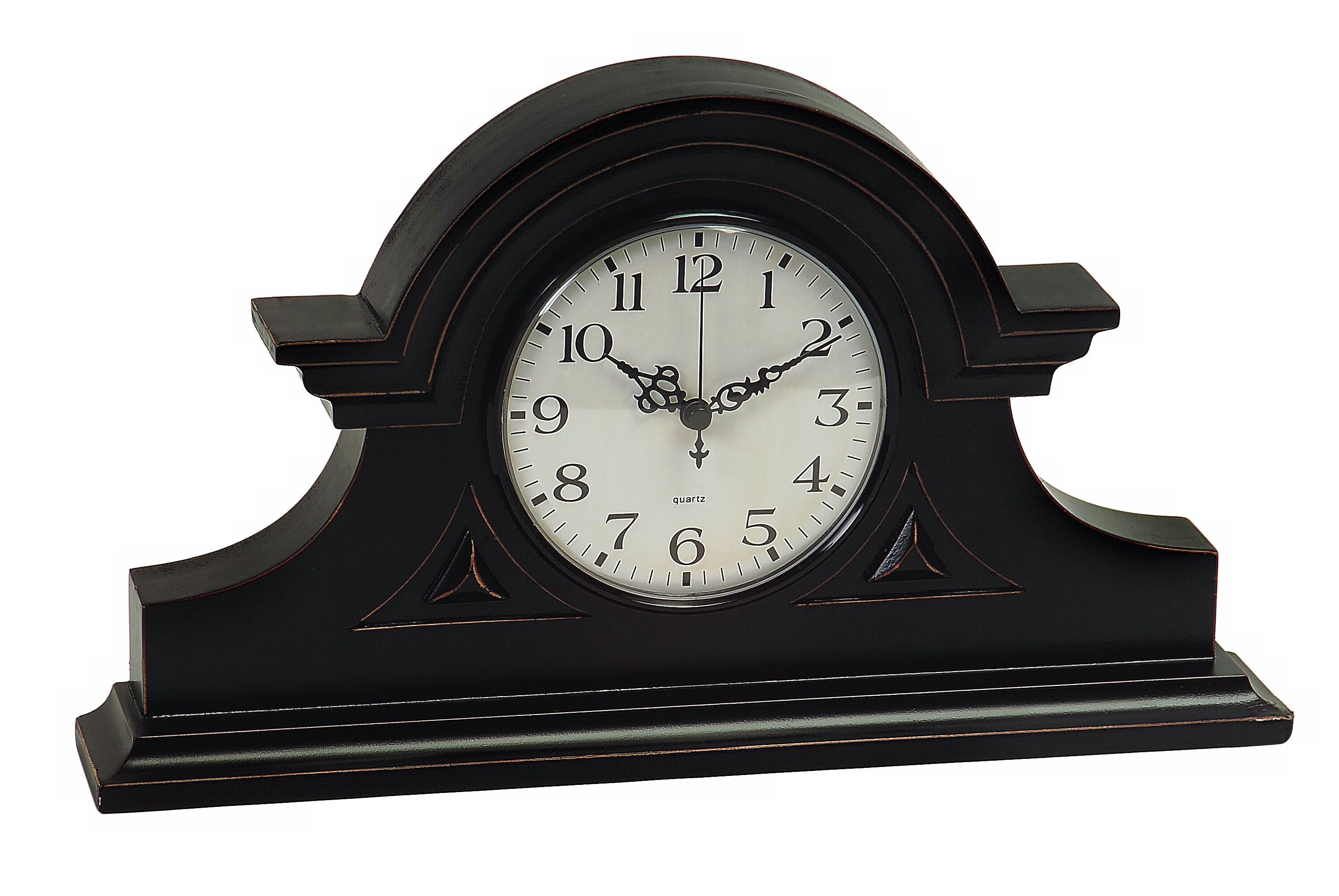 Black 15" Wide Mantel Clock