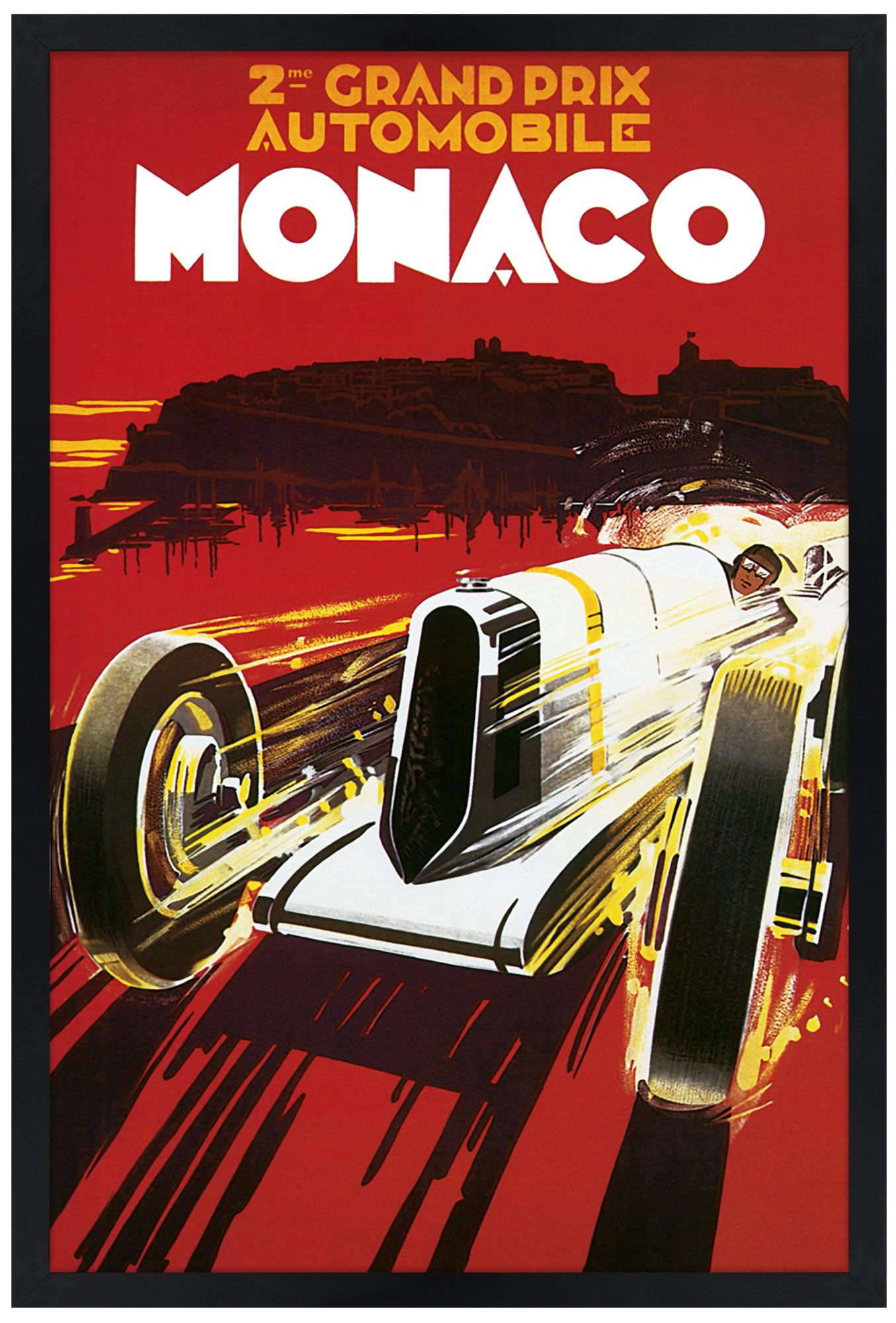 Monaco Grand Prix 30" High Black Rectangular Giclee Wall Art