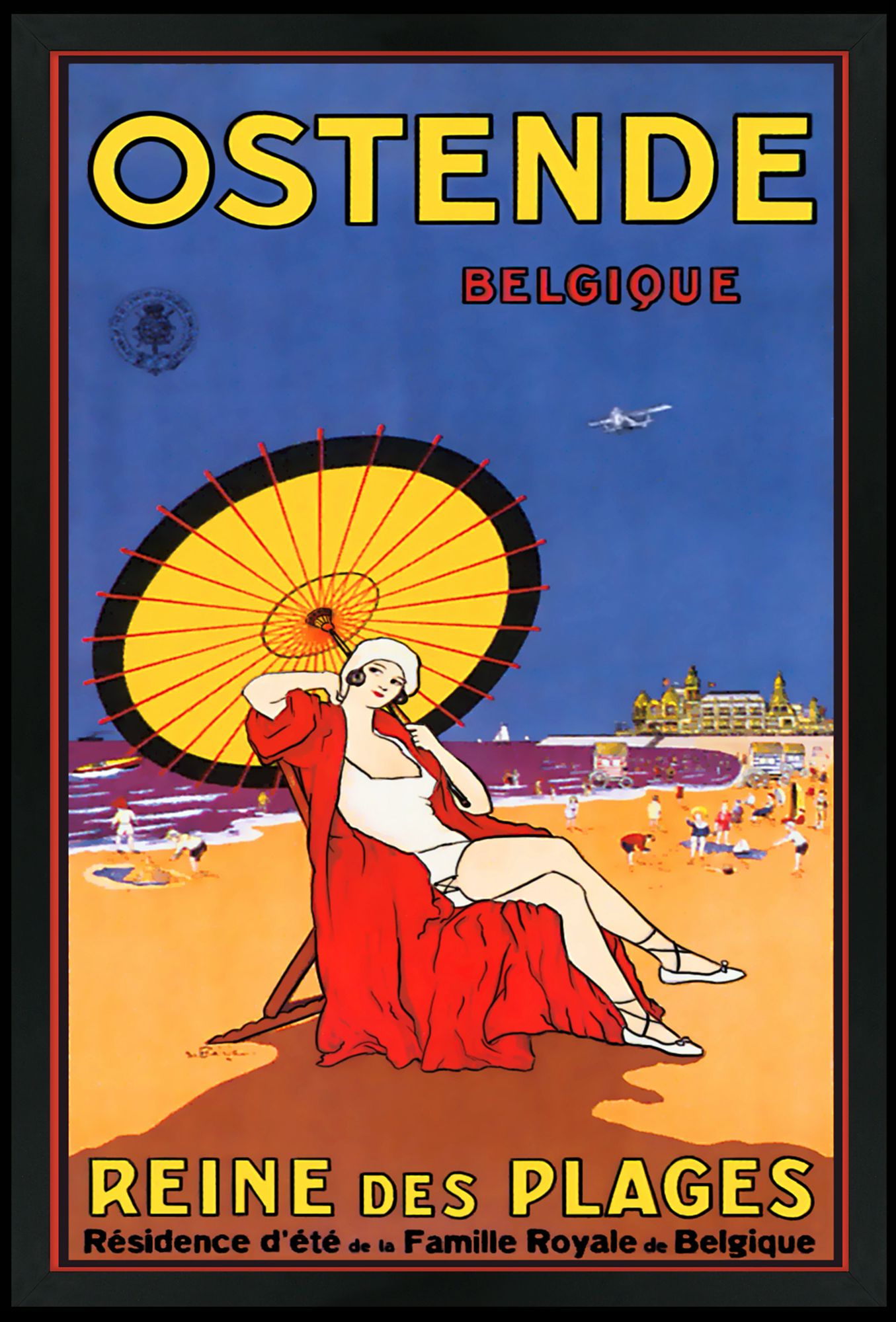 Ostende Belgique 30" High Black Rectangular Giclee Wall Art