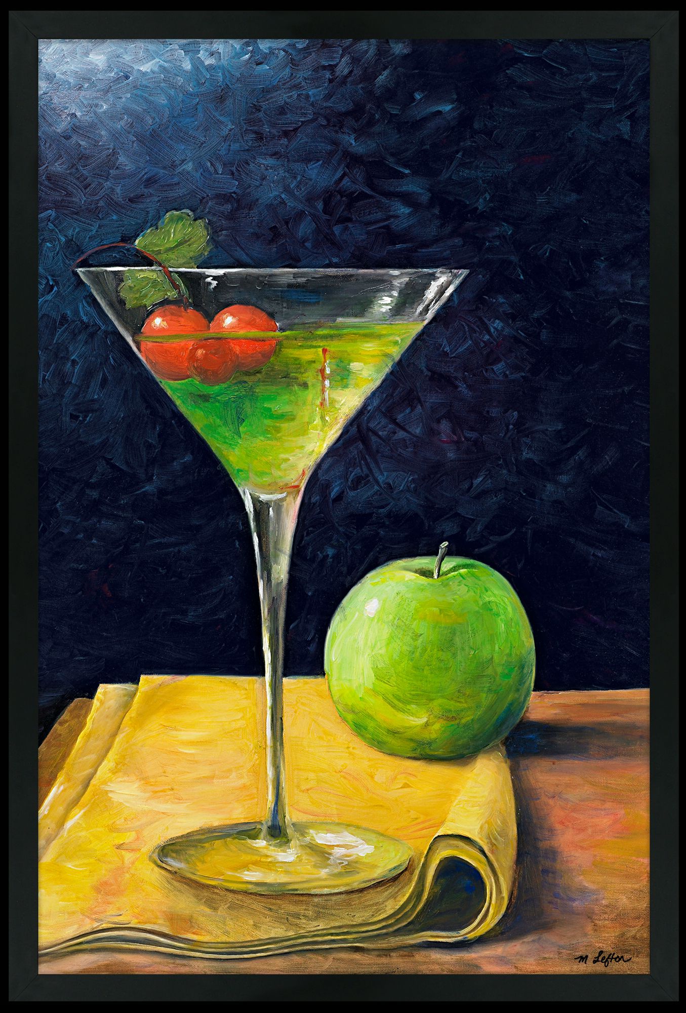 Appletini 30 High Black Rectangular Giclee Wall Art M8639 N2270